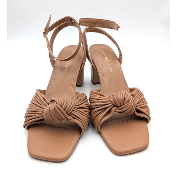 Tommy Hilfiger Sarifina Knot Block Heel Sandals Women's Brown Size US9.5M EU40 - Picture 2 of 14